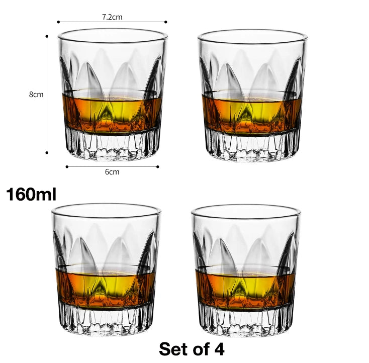 Lot de 4 verres whisky relief vintage bar