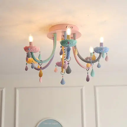 Plafonnier coloré pour enfants lustre moderne Fort chambre d'enfants avec douilles E14/E12 Moe éclairage lampe pour enfants - vue 5 sur 9