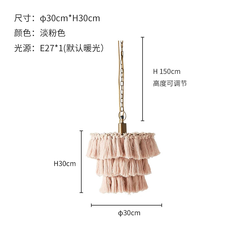 suspension moderne en coton avec pampilles design nordique artistique - vue 18 sur 22