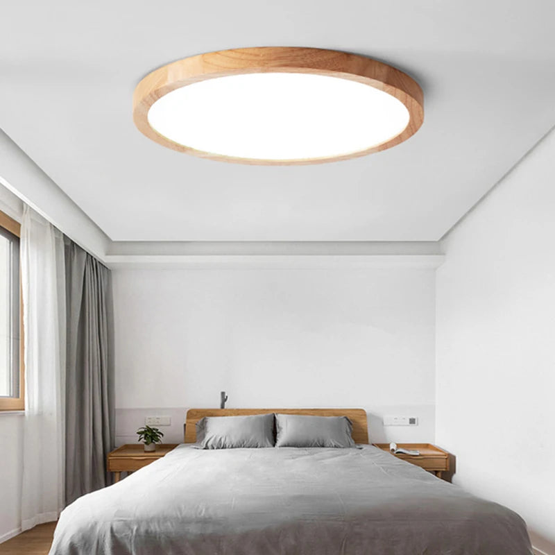 plafonnier led en bois véritable pour éclairage intérieur - vue 6 sur 14