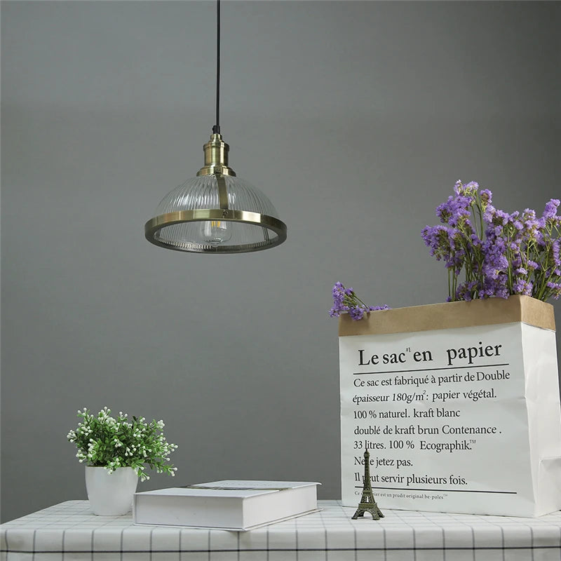 suspension rétro industrielle en verre pour intérieur moderne - vue 4 sur 7
