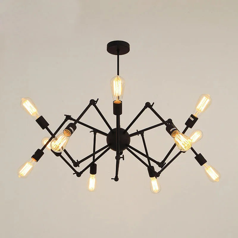 Lustre araignée industriel Vintage réglable en fer - vue 5 sur 12