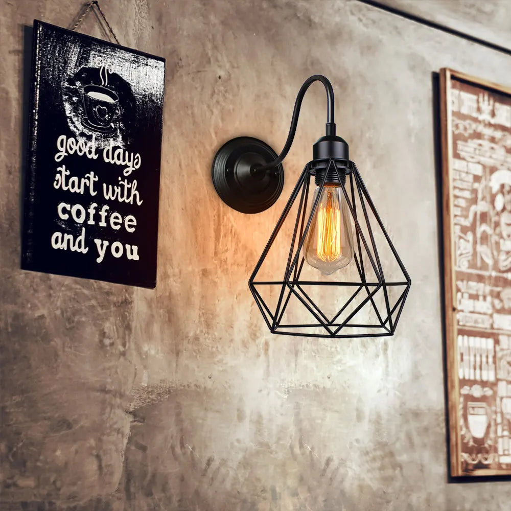 applique murale led cage vintage industrielle 2 pièces - vue 5 sur 7