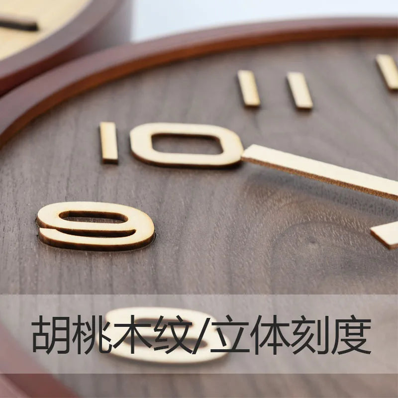 horloge murale chinoise en bois style nordique décor moderne - vue 5 sur 9
