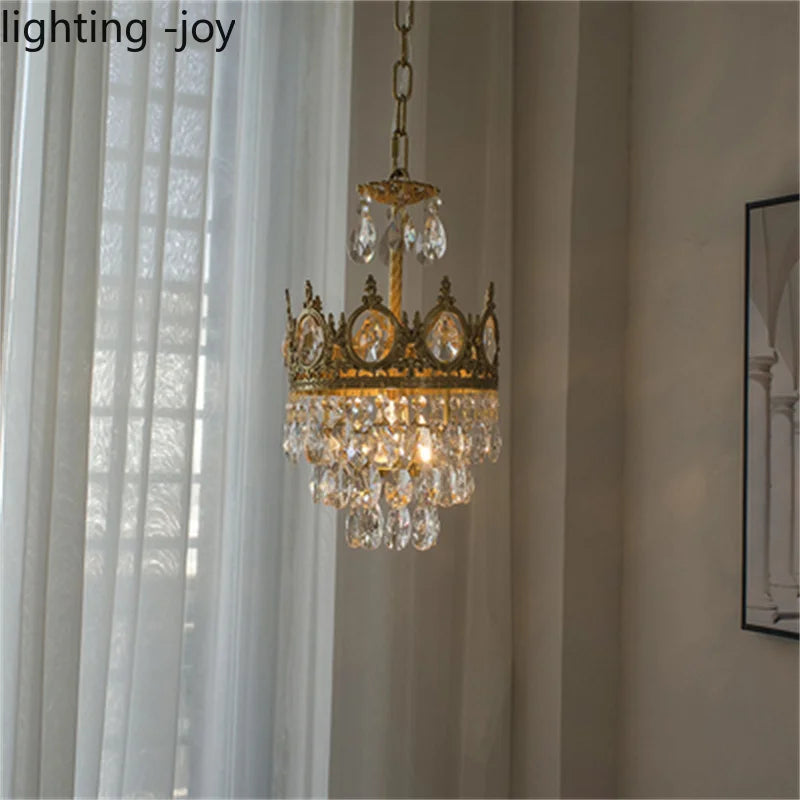 lustre couronne moderne en cristaux luminaire décoratif d'intérieur - vue 3 sur 15