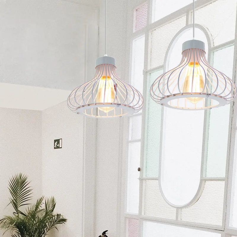 suspension loft rétro nordique avec cage en fer minimaliste