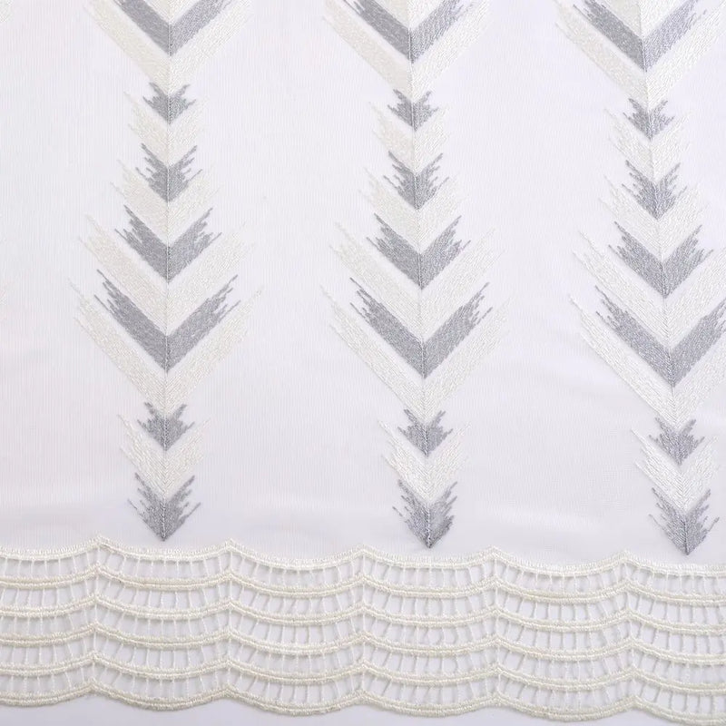 Voilage tulle brodé fleurs festonné style européen