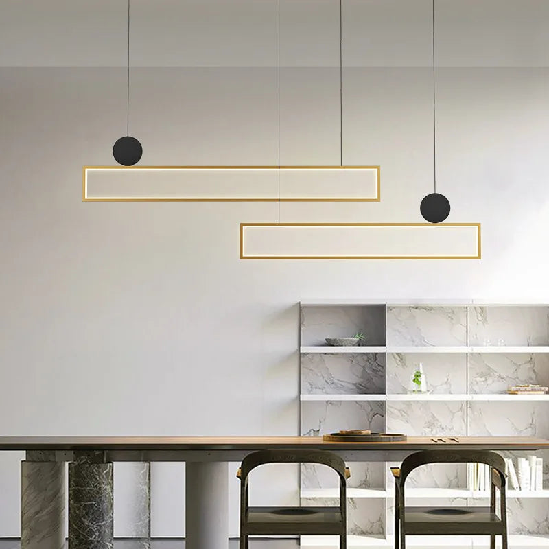 lampe pendante moderne rectangle led lustre suspendu intérieur