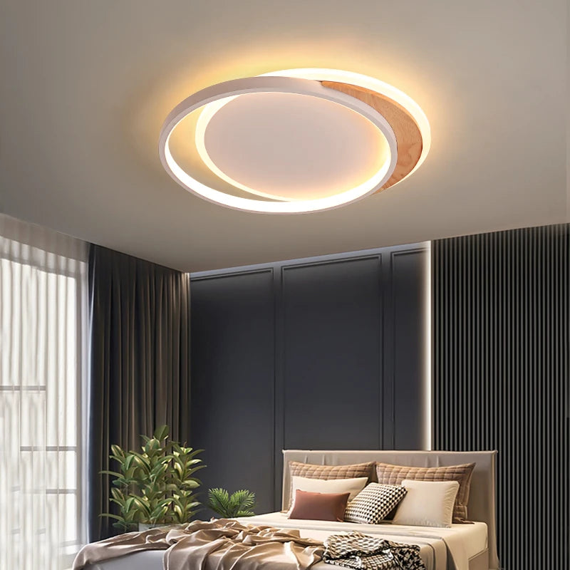 Lustres LED modernes lampes en bois véritable pour salon chambre décoration de la maison logement 	 luminaires d'intérieur - vue 4 sur 15