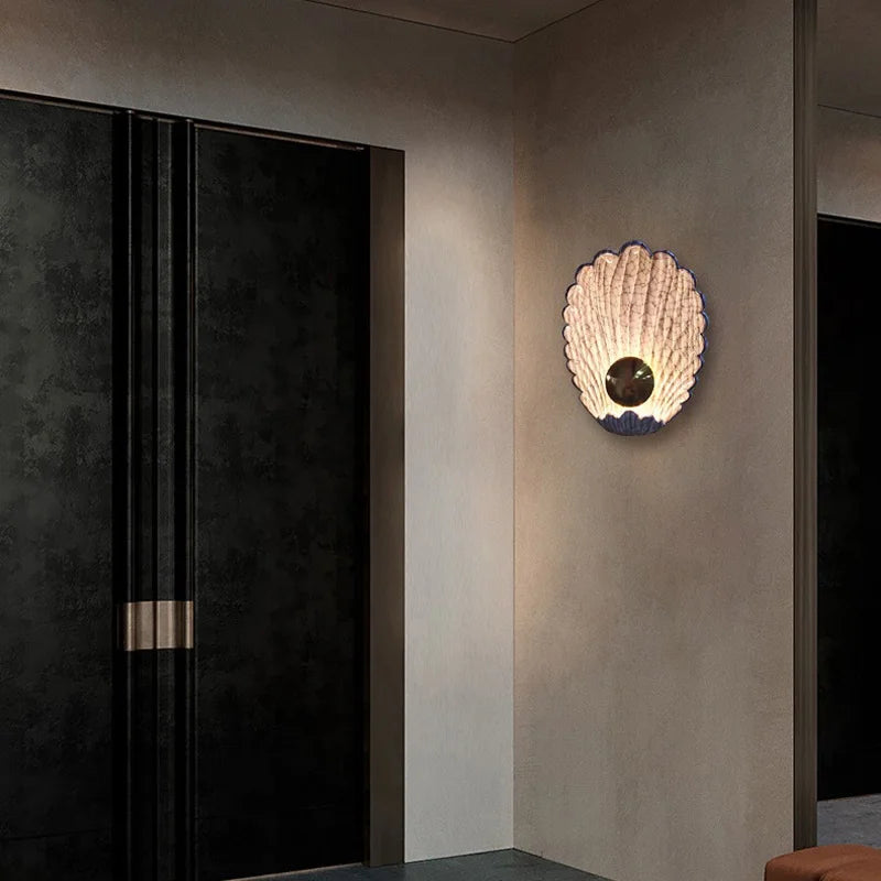 applique murale moderne led avec petite coquille créative