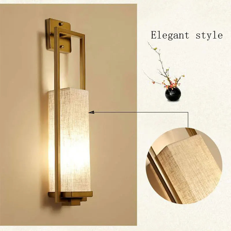 style chinois applique lampe de chevet salon chambre couloir hôtel mur escalier lampe e27 tissu luminaire applique - vue 6 sur 7