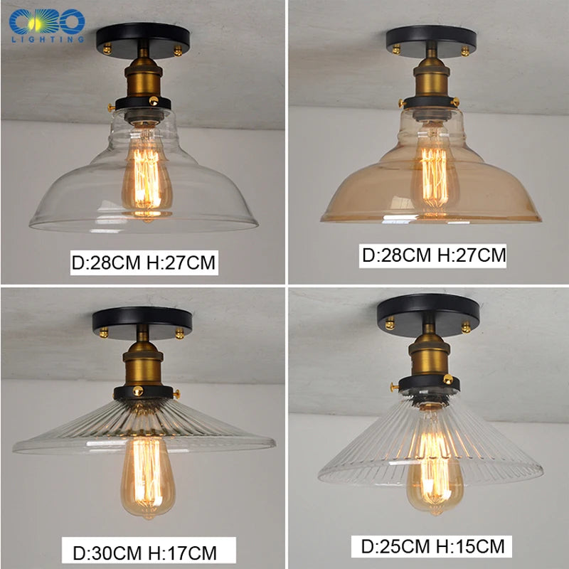 plafonnier vintage en verre pour éclairage intérieur moderne - vue 3 sur 10