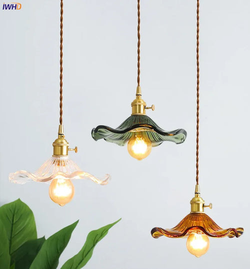 Suspension design Style nordique Simple à LED fleurs en verre