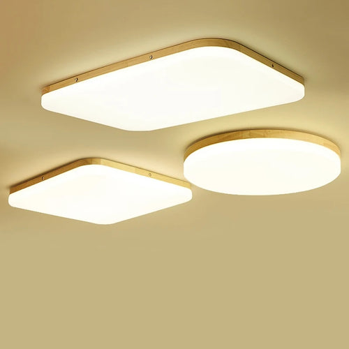 plafonnier led ultra-mince moderne en bois rond et carré