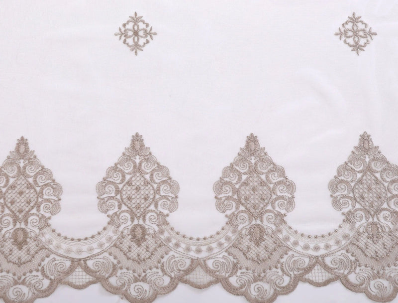 Voilage tulle brodé fleurs bord festonné style européen