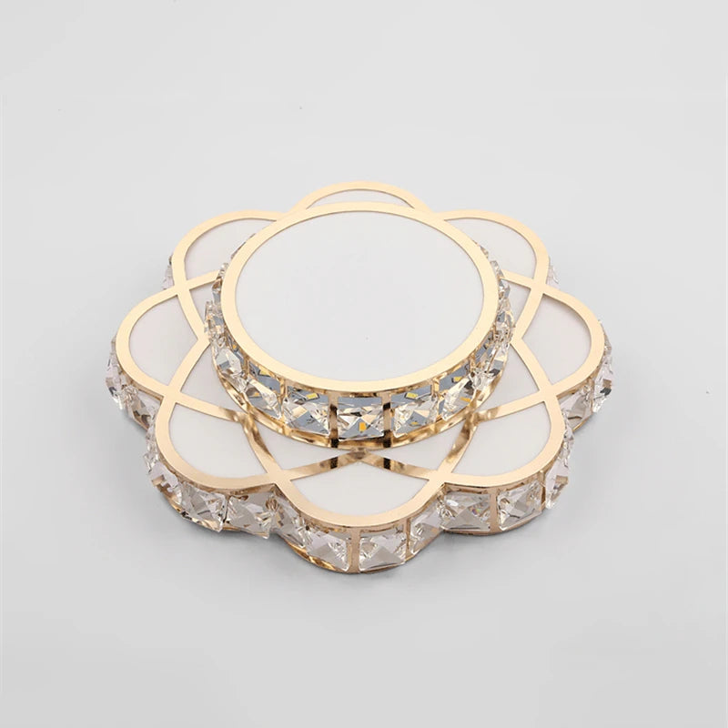 plafonnier led en cristal luxe décoratif avec fleurs - vue 5 sur 9