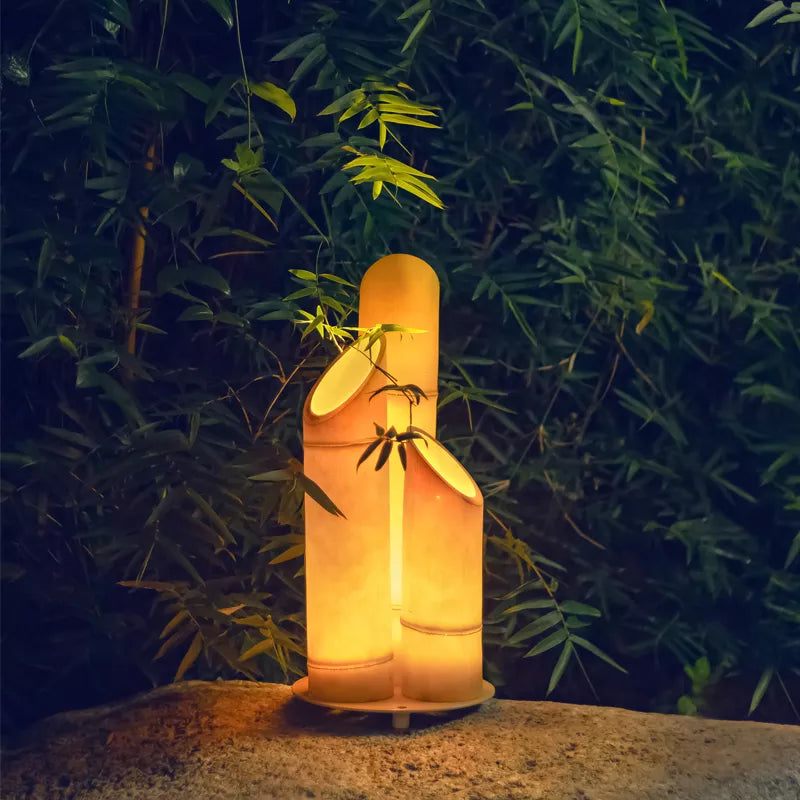Lampe extérieure en bambou vert/jaune - vue 3 sur 14