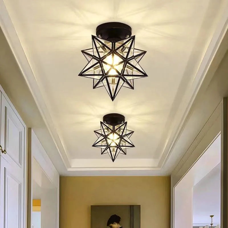 plafonnier moderne en forme de pentagramme doré déco - vue 3 sur 14