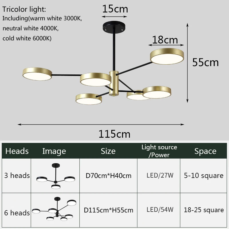 lustre moderne à leds éclairage nordique créatif intérieur - vue 7 sur 12