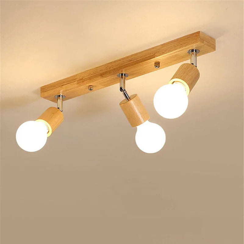 plafonnier moderne à leds en bois nordique pour intérieur