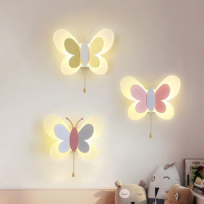 applique murale créative papillon dessin animé lumière led enfants - vue 2 sur 14