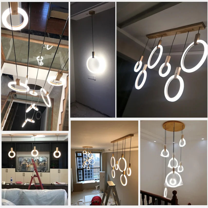 lustre led suspendu style loft pour escalier - vue 4 sur 17