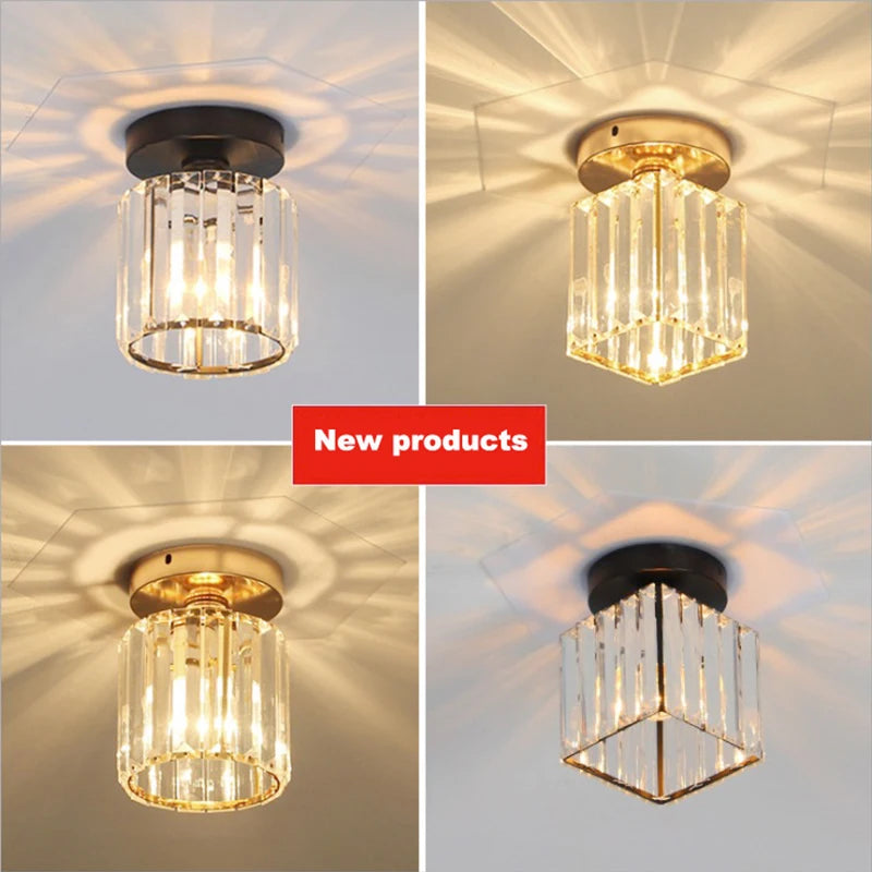 plafonnier cristal led lumières carré rond salon - vue 5 sur 11