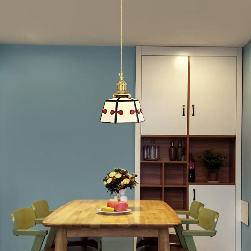 suspension rétro en verre teinté style japonais pour décoration intérieure - vue 3 sur 9