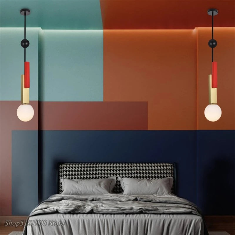 Suspension en verre LED nordique art moderne Design créatif intérieur décor à la maison luminaires Loft couleur lampe suspendue Luminaire - vue 3 sur 16