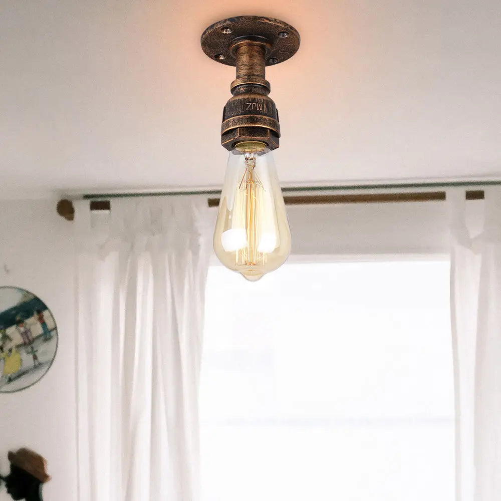 Plafonniers à tuyaux rétro Vintage E27 Loft plafonnier monté en Surface luminaires lampes à tuyaux en fer industriel - vue 4 sur 10