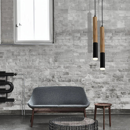 Bois suspension LED lumière 7W lampe suspendue salle à manger/salon cuisine île boutique bar café droplight Long Tube lampes suspendues nordiques
