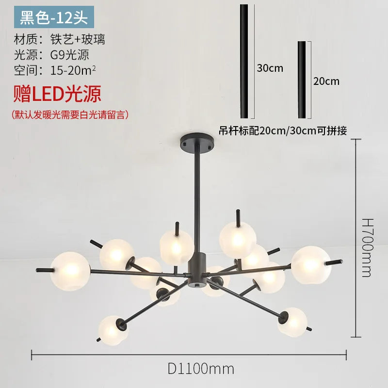 lustre en verre moderne style nordique pour décoration intérieure - vue 12 sur 14