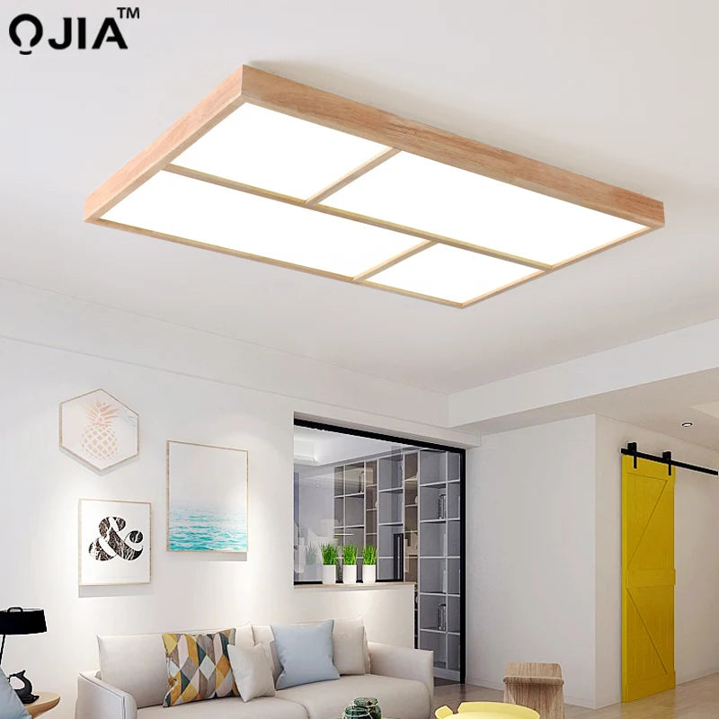 plafonnier led moderne en bois véritable pour usage intérieur - vue 5 sur 9