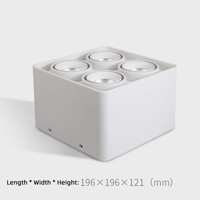 spots led surface 4 têtes carrées réglables anti-éblouissement en aluminium - vue 3 sur 9