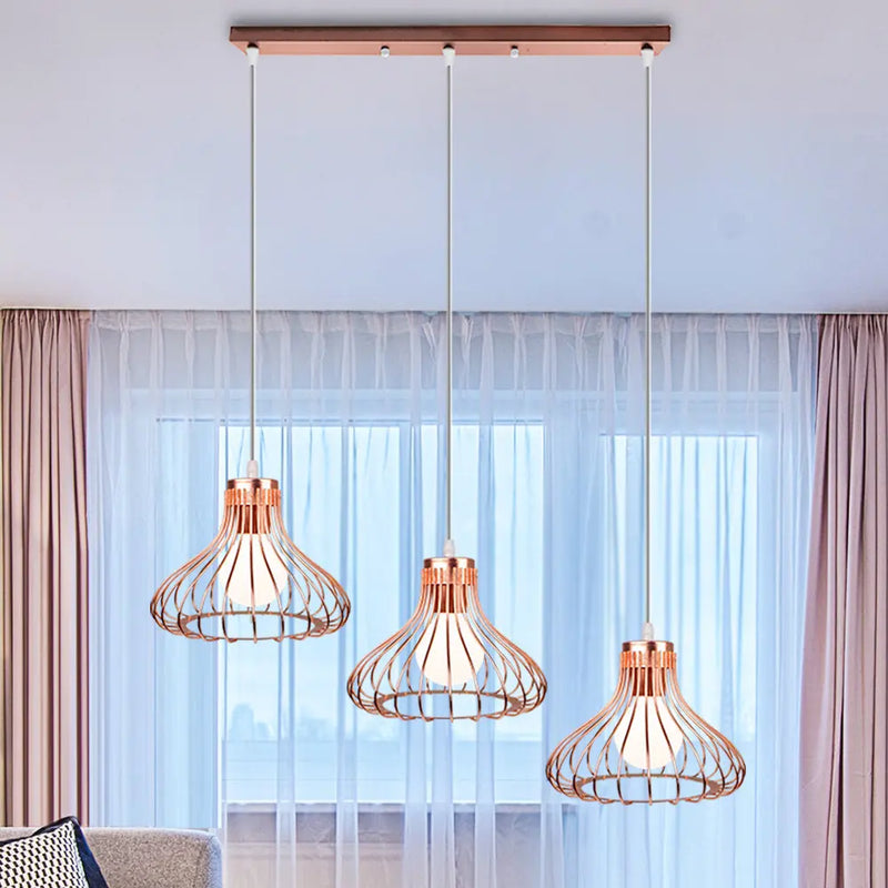 suspension loft rétro nordique avec cage en fer minimaliste