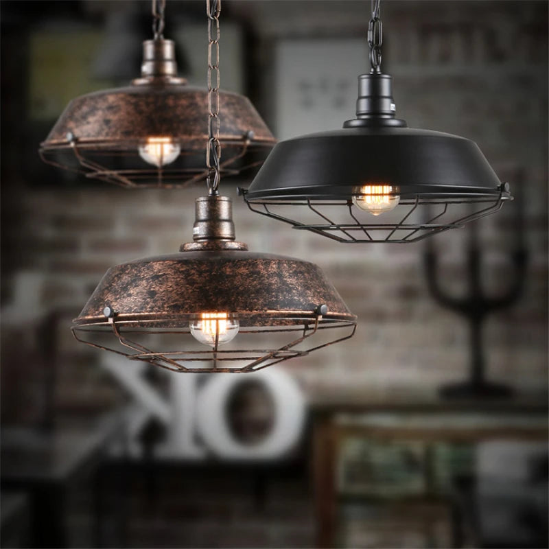 suspension en fer rétro style loft pour café et boutiques