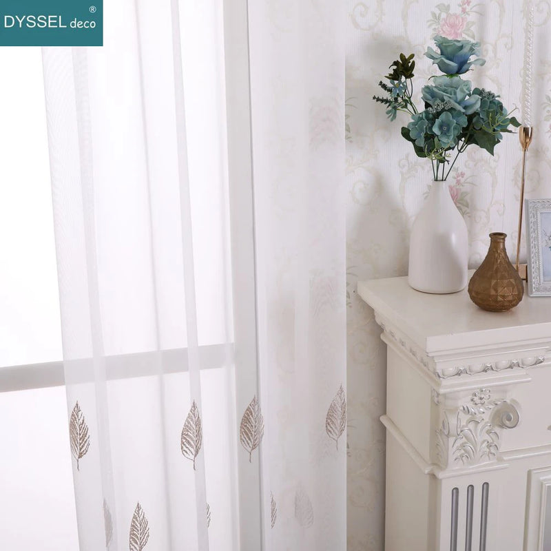 Voilage tulle brodé fleurs style européen salon chambre