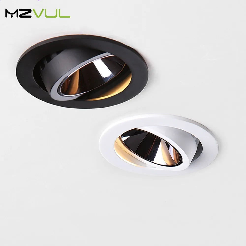 Spot Led Downlight encastré Angle réglable en aluminium Spot lumière Led 7W 12W AC110V 220V pour magasin de bureau à domicile