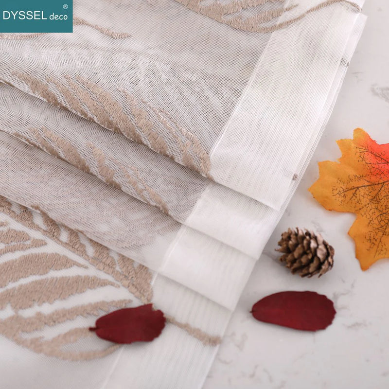 Voilage tulle brodé fleurs style européen salon chambre