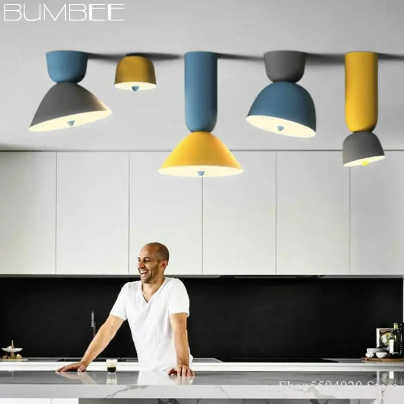 éclairage de toit led design nordique macaron simple moderne - vue 3 sur 11