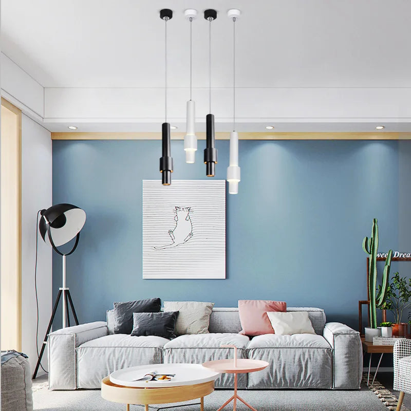 suspension à led nordique tube long éclairage intérieur dimmable - vue 11 sur 14