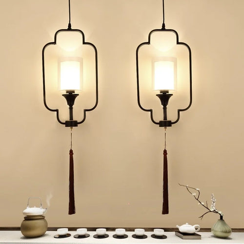lustre chinois moderne simple avec lumières led suspendues