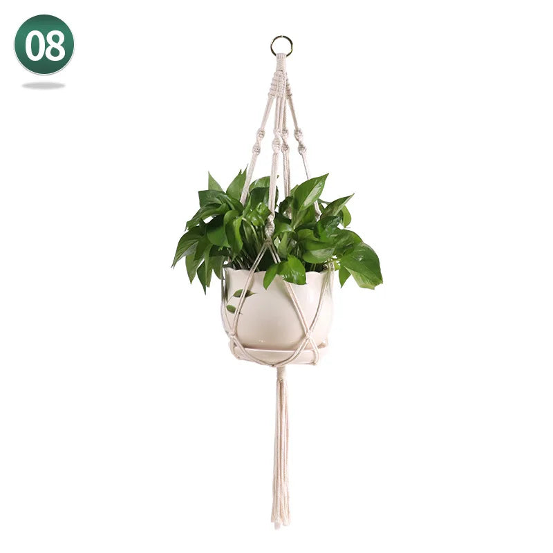 panier suspendu en macramé pour plantes artisanales décoration intérieure - vue 14 sur 18