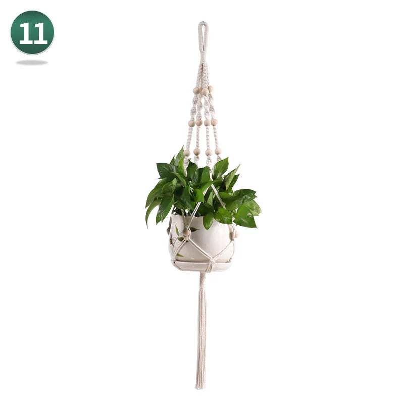 panier suspendu en macramé pour plantes artisanales décoration intérieure - vue 15 sur 18