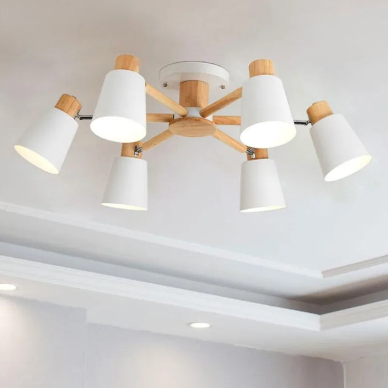 lustre nordique en bois massif simple et moderne - vue 6 sur 18