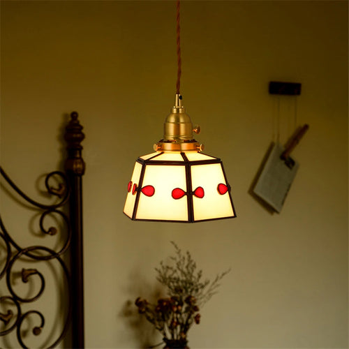 suspension rétro en verre teinté style japonais pour décoration intérieure
