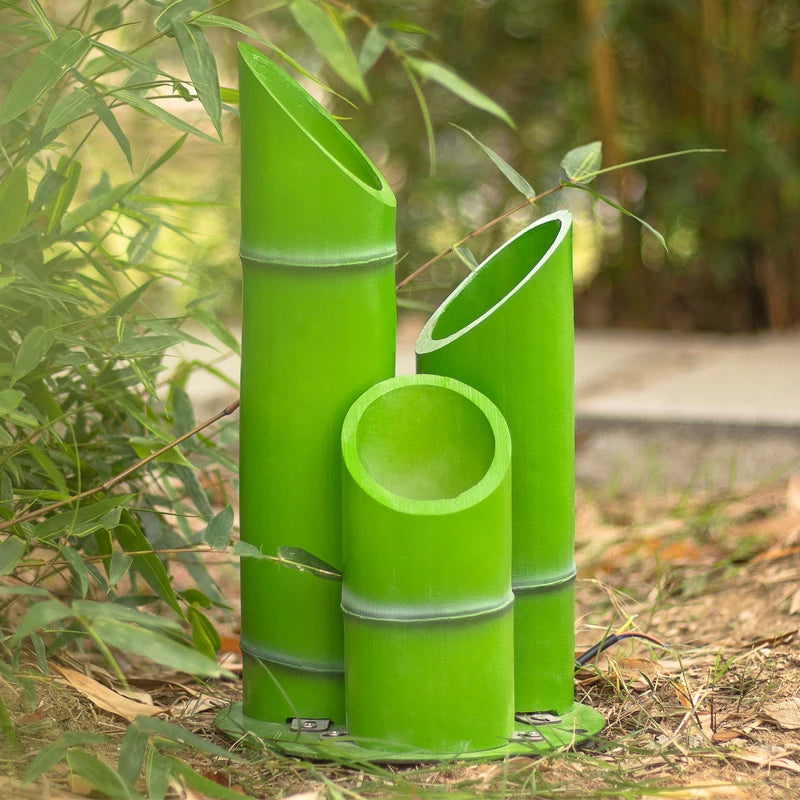 Lampe extérieure en bambou vert/jaune - vue 6 sur 14