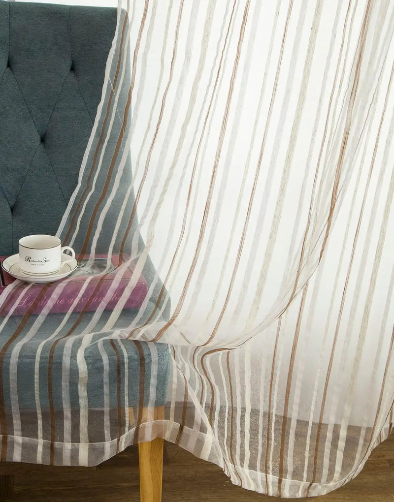 Voilage rayé style européen pour salon ou chambre