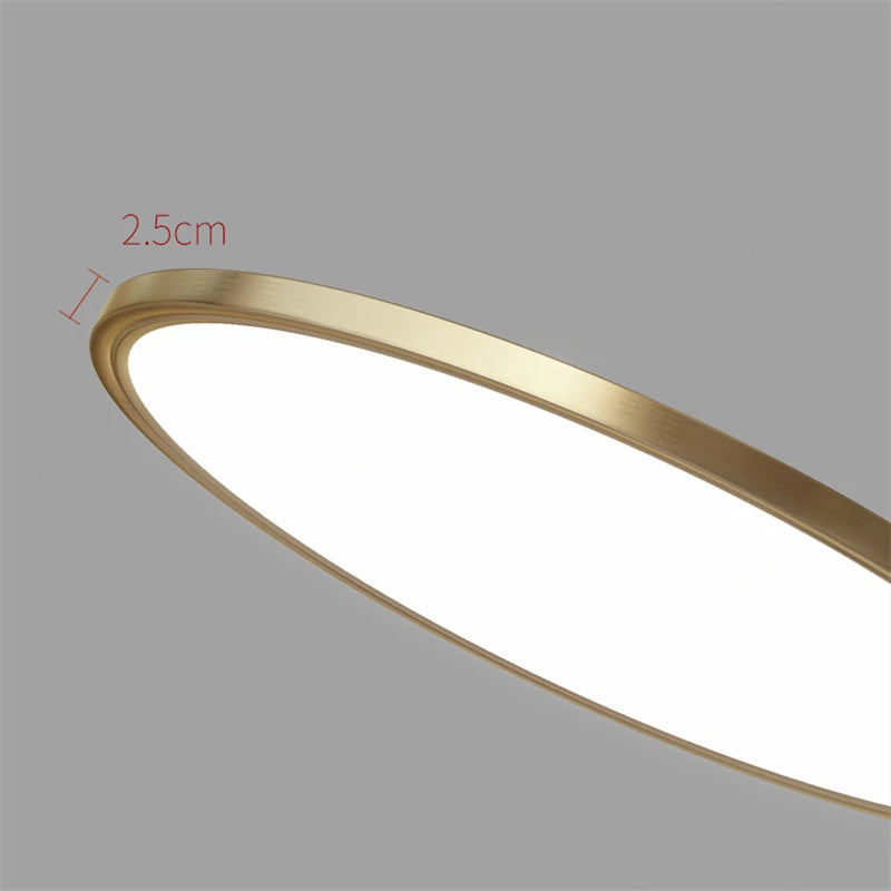 plafonnier led rond minimaliste en cuivre pour allée couloir - vue 4 sur 6