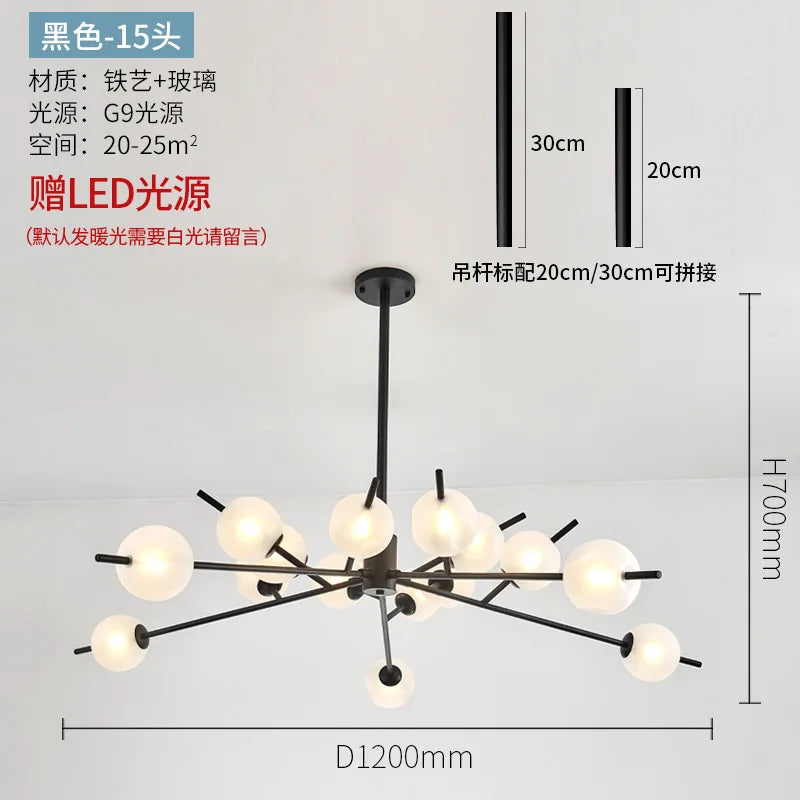 lustre en verre moderne style nordique pour décoration intérieure - vue 13 sur 14